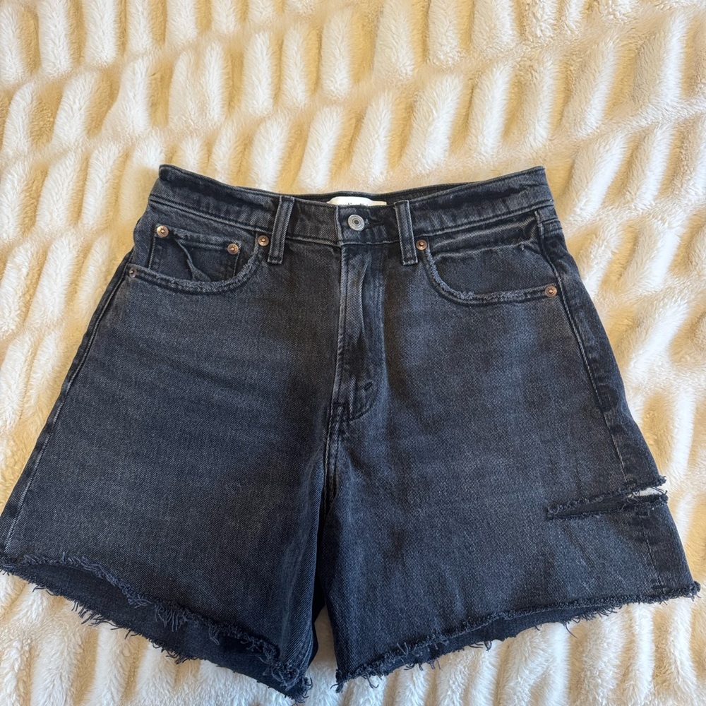 Abercrombie & Fitch High Rise Dad Shorts Black